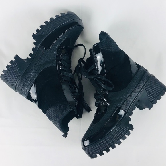 LEMONADE woman’s block heel combat ankle boots 7 - Picture 8 of 8